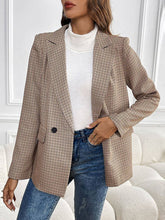 Aurohaya Women's Elegant Plaid Blazer with Buttons and Pockets Long Sleeve Casual Jacket